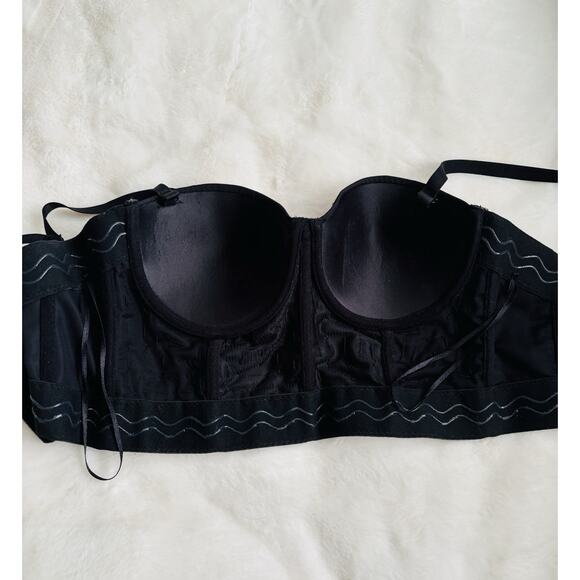 Bslingerie Womens Sz L Bustier Crop Top Club Wear Lingerie Rhinestone & Pearl - Picture 3 of 9